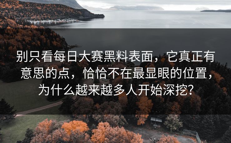 别只看每日大赛黑料表面，它真正有意思的点，恰恰不在最显眼的位置，为什么越来越多人开始深挖？