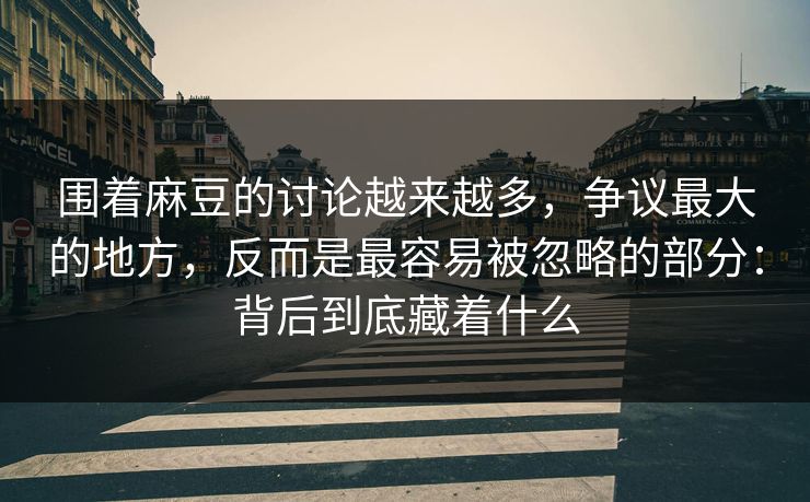 围着麻豆的讨论越来越多，争议最大的地方，反而是最容易被忽略的部分：背后到底藏着什么